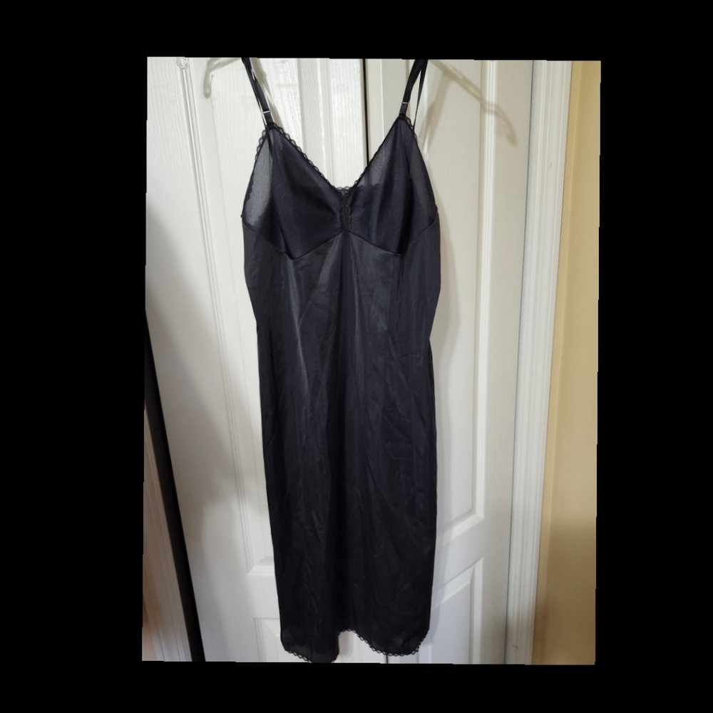 Vintage Vanity Fair Black Semi-sheer Slip Dress Size Large ●